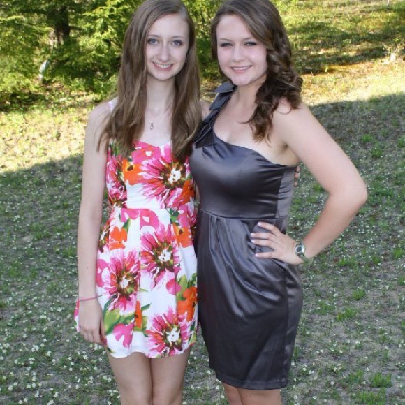 Silver Formal One Shoulder Dress (with Pockets) - Picture 3 of 8